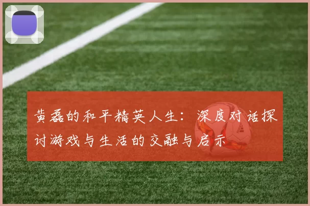 黄磊的和平精英人生：深度对话探讨游戏与生活的交融与启示